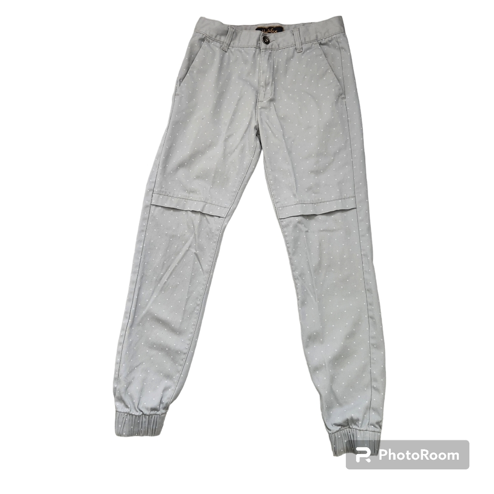 Halifax Women's Light Gray & White Polka-dot 4 Pocket Cinched Ankle Pants 32
